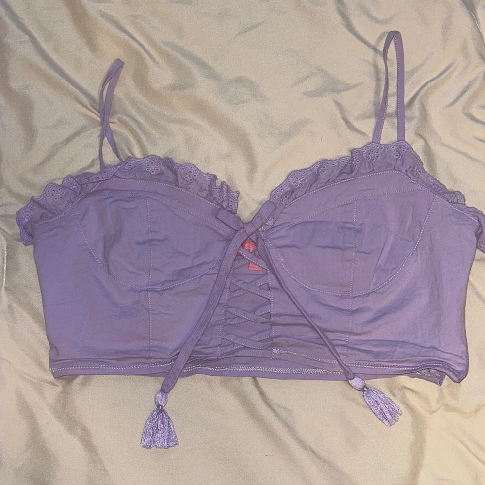 Sugar Thrillz - Dolls Kill lavender lace up corset top
